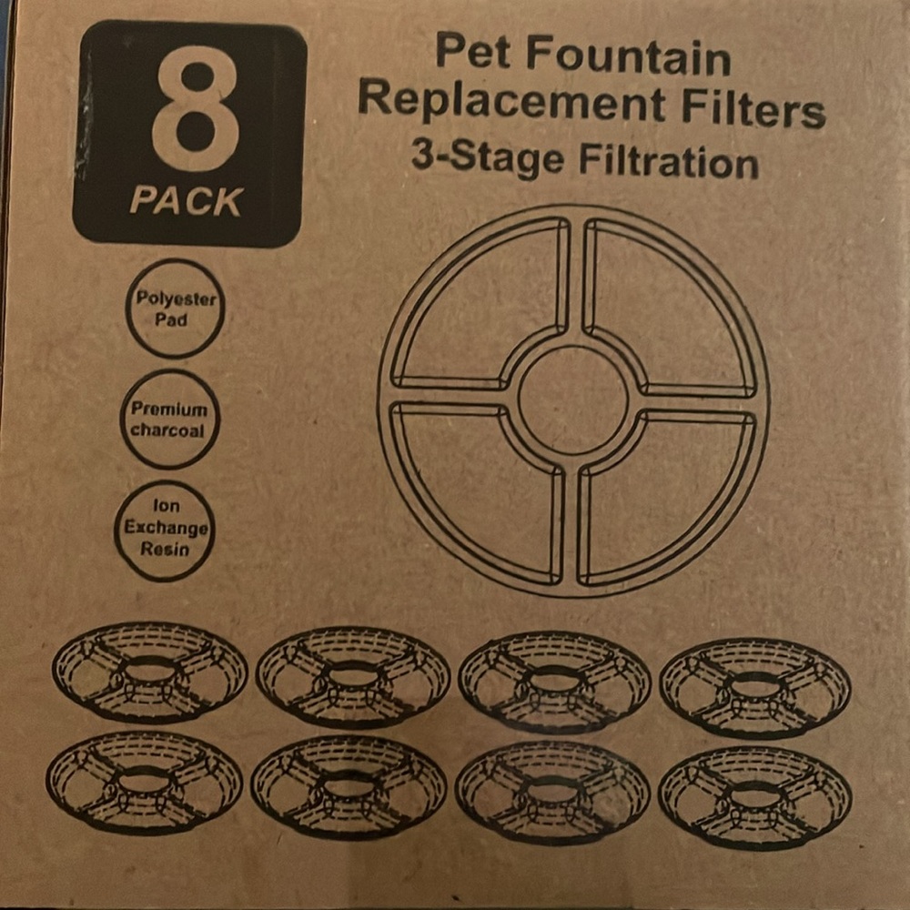 Pet Fountain Replacement Filters 8 pack NIB